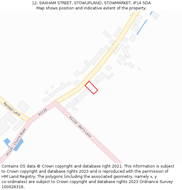 12, SAXHAM STREET, STOWUPLAND, STOWMARKET, IP14 5DA: Location map and indicative extent of plot