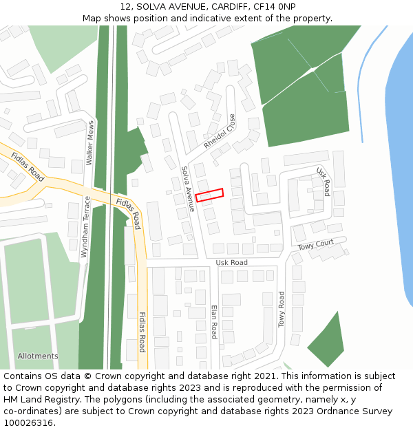 12, SOLVA AVENUE, CARDIFF, CF14 0NP: Location map and indicative extent of plot