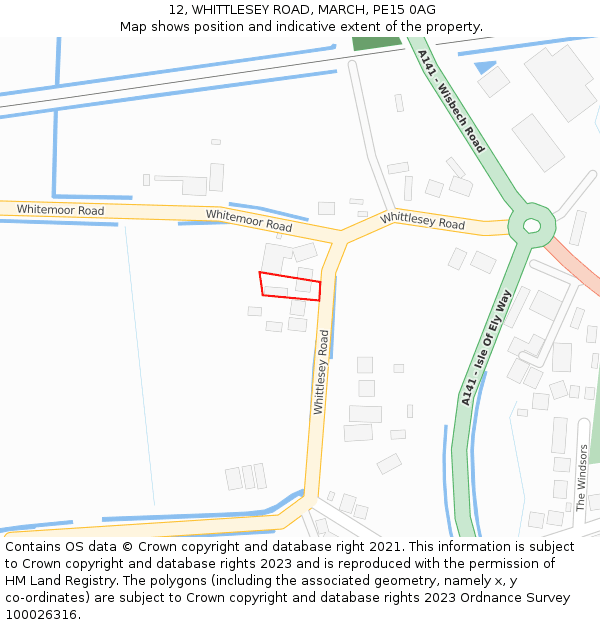 12, WHITTLESEY ROAD, MARCH, PE15 0AG: Location map and indicative extent of plot