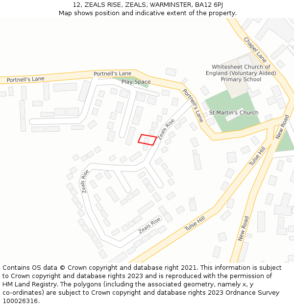 12, ZEALS RISE, ZEALS, WARMINSTER, BA12 6PJ: Location map and indicative extent of plot