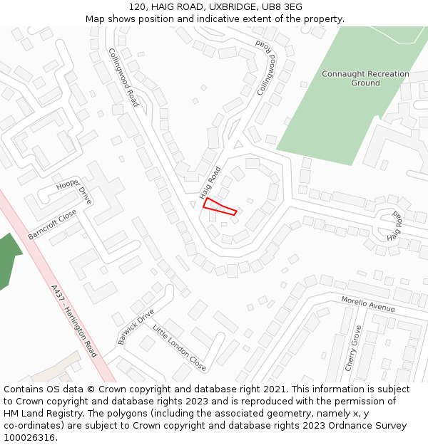 120, HAIG ROAD, UXBRIDGE, UB8 3EG: Location map and indicative extent of plot