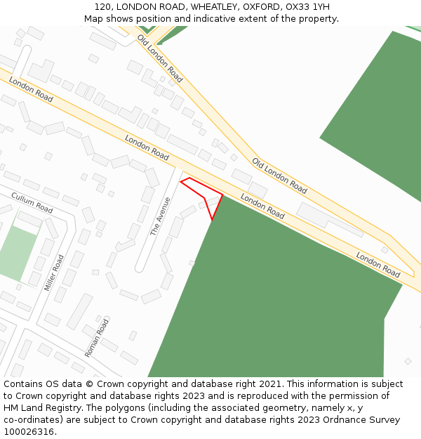 120, LONDON ROAD, WHEATLEY, OXFORD, OX33 1YH: Location map and indicative extent of plot