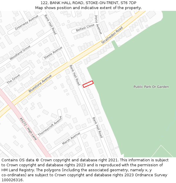 122, BANK HALL ROAD, STOKE-ON-TRENT, ST6 7DP: Location map and indicative extent of plot