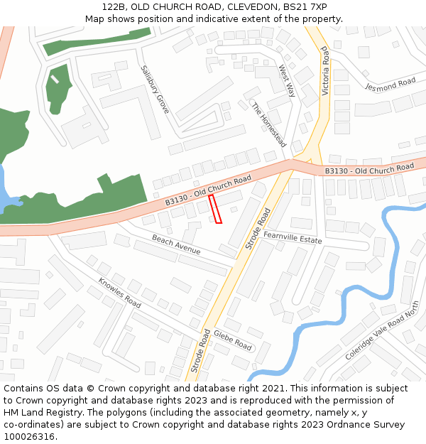 122B, OLD CHURCH ROAD, CLEVEDON, BS21 7XP: Location map and indicative extent of plot