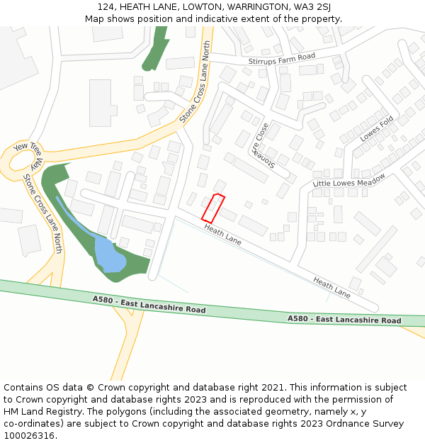 124, HEATH LANE, LOWTON, WARRINGTON, WA3 2SJ: Location map and indicative extent of plot