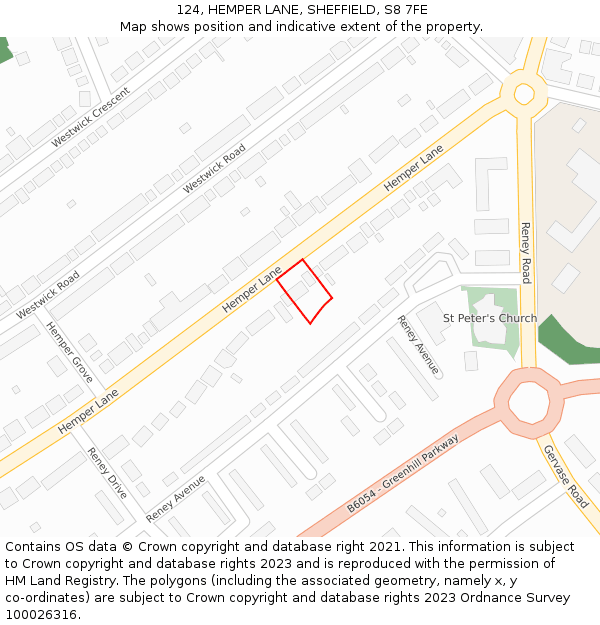 124, HEMPER LANE, SHEFFIELD, S8 7FE: Location map and indicative extent of plot