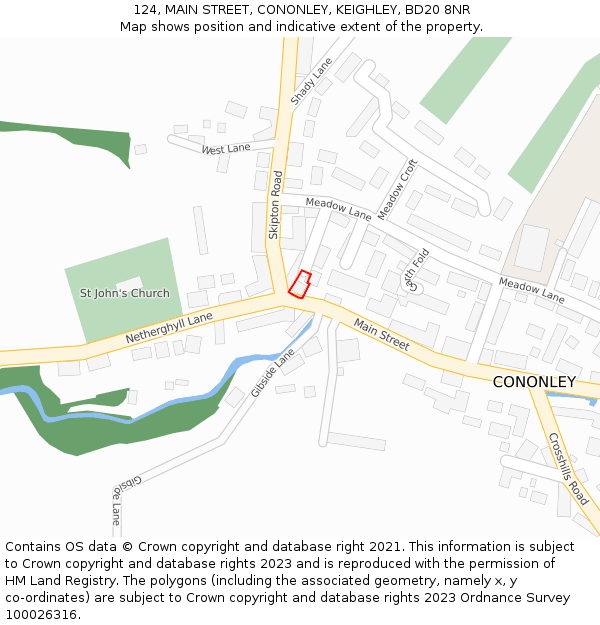 124, MAIN STREET, CONONLEY, KEIGHLEY, BD20 8NR: Location map and indicative extent of plot