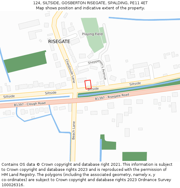 124, SILTSIDE, GOSBERTON RISEGATE, SPALDING, PE11 4ET: Location map and indicative extent of plot