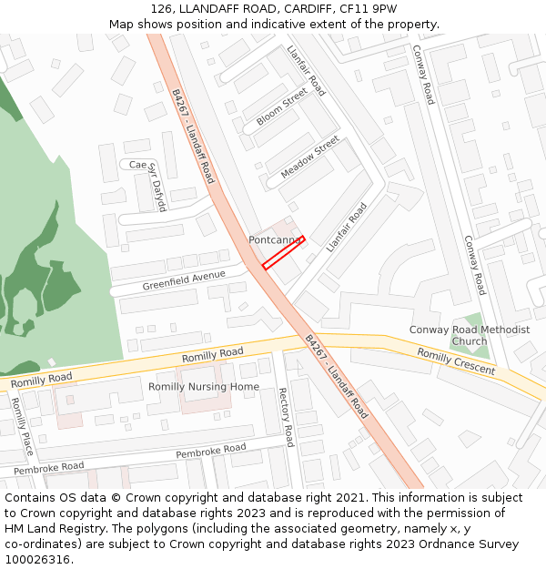 126, LLANDAFF ROAD, CARDIFF, CF11 9PW: Location map and indicative extent of plot