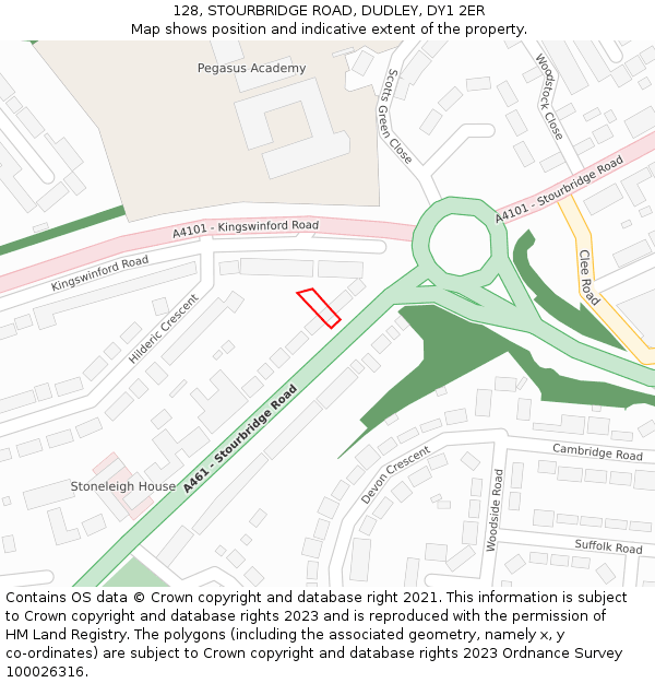 128, STOURBRIDGE ROAD, DUDLEY, DY1 2ER: Location map and indicative extent of plot