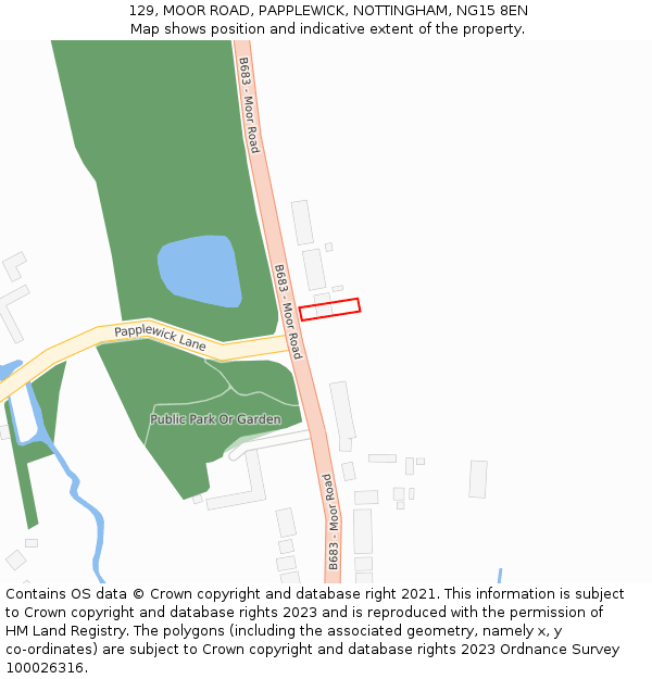 129, MOOR ROAD, PAPPLEWICK, NOTTINGHAM, NG15 8EN: Location map and indicative extent of plot