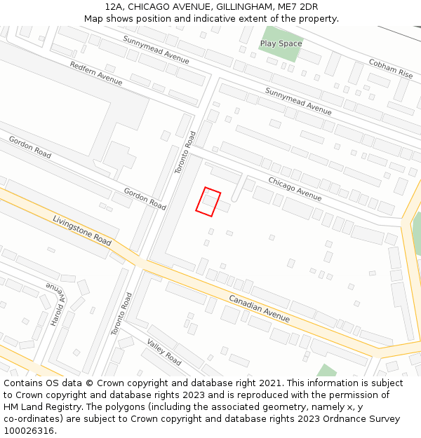 12A, CHICAGO AVENUE, GILLINGHAM, ME7 2DR: Location map and indicative extent of plot