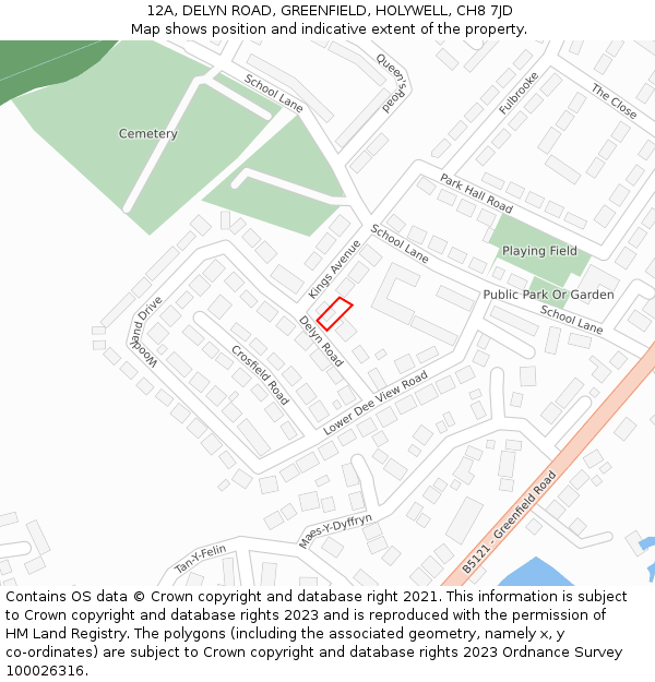 12A, DELYN ROAD, GREENFIELD, HOLYWELL, CH8 7JD: Location map and indicative extent of plot