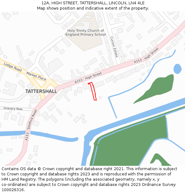 12A, HIGH STREET, TATTERSHALL, LINCOLN, LN4 4LE: Location map and indicative extent of plot