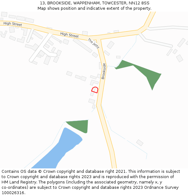 13, BROOKSIDE, WAPPENHAM, TOWCESTER, NN12 8SS: Location map and indicative extent of plot