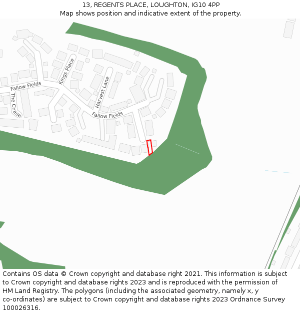 13, REGENTS PLACE, LOUGHTON, IG10 4PP: Location map and indicative extent of plot