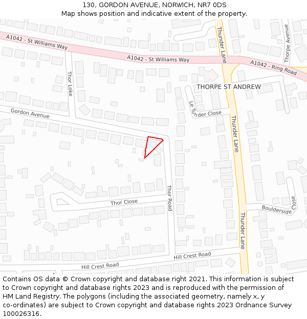 130, GORDON AVENUE, NORWICH, NR7 0DS: Location map and indicative extent of plot