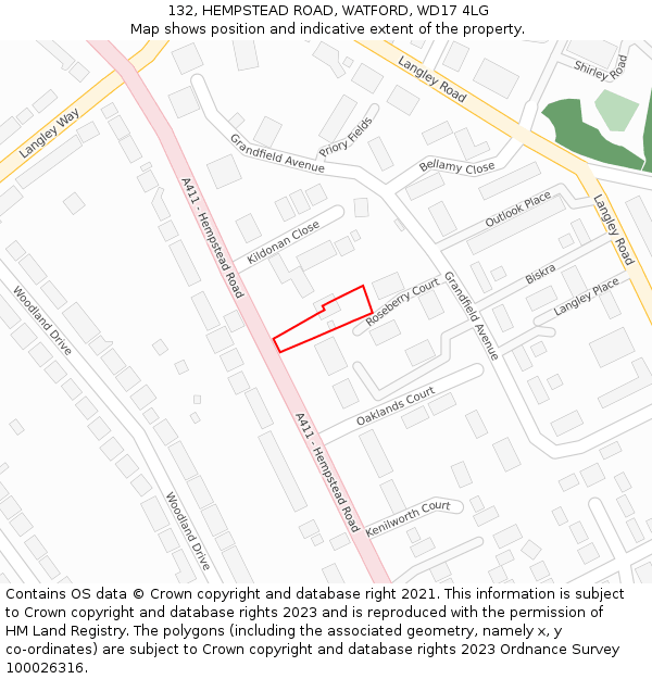 132, HEMPSTEAD ROAD, WATFORD, WD17 4LG: Location map and indicative extent of plot