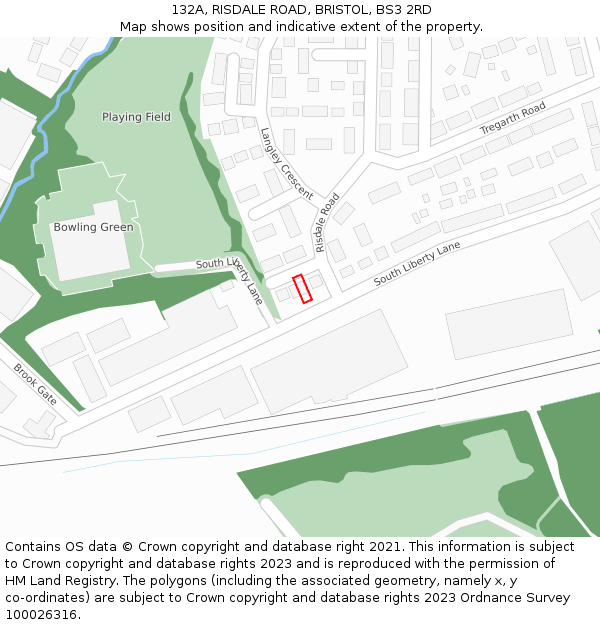 132A, RISDALE ROAD, BRISTOL, BS3 2RD: Location map and indicative extent of plot