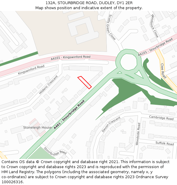 132A, STOURBRIDGE ROAD, DUDLEY, DY1 2ER: Location map and indicative extent of plot