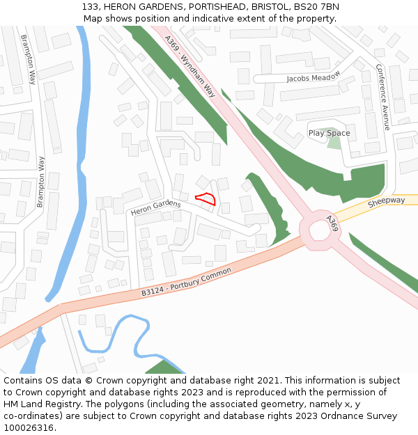 133, HERON GARDENS, PORTISHEAD, BRISTOL, BS20 7BN: Location map and indicative extent of plot