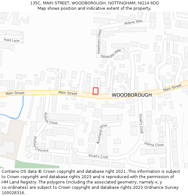 135C, MAIN STREET, WOODBOROUGH, NOTTINGHAM, NG14 6DD: Location map and indicative extent of plot