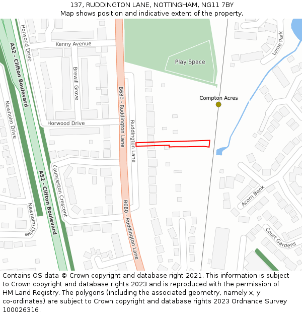 137, RUDDINGTON LANE, NOTTINGHAM, NG11 7BY: Location map and indicative extent of plot