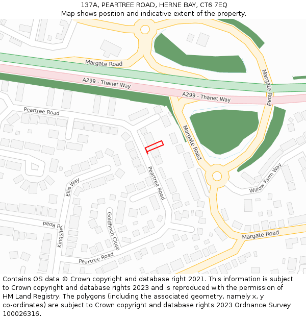 137A, PEARTREE ROAD, HERNE BAY, CT6 7EQ: Location map and indicative extent of plot