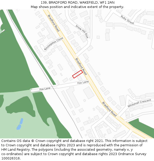 139, BRADFORD ROAD, WAKEFIELD, WF1 2AN: Location map and indicative extent of plot