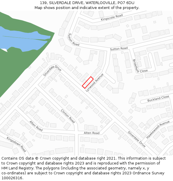 139, SILVERDALE DRIVE, WATERLOOVILLE, PO7 6DU: Location map and indicative extent of plot