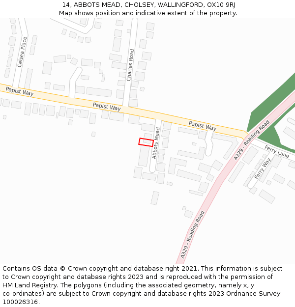 14, ABBOTS MEAD, CHOLSEY, WALLINGFORD, OX10 9RJ: Location map and indicative extent of plot