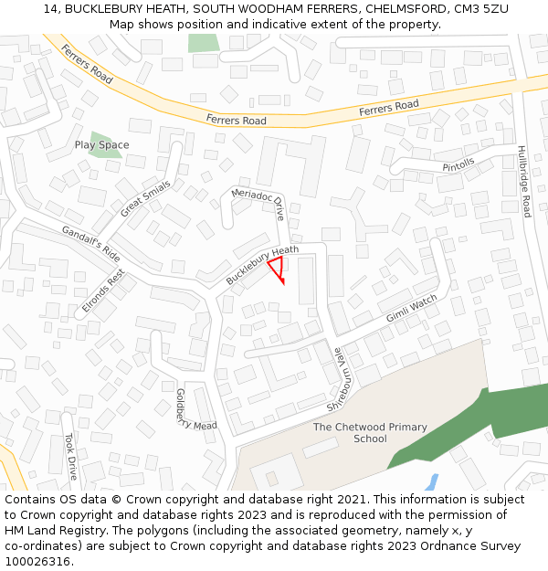 14, BUCKLEBURY HEATH, SOUTH WOODHAM FERRERS, CHELMSFORD, CM3 5ZU: Location map and indicative extent of plot