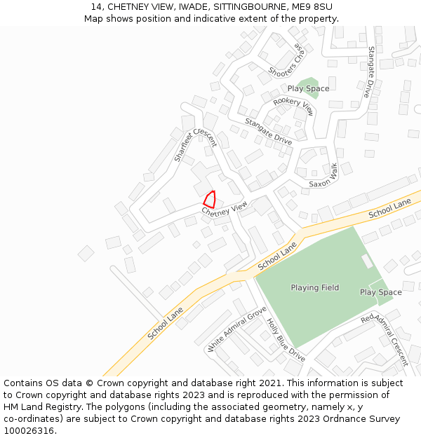 14, CHETNEY VIEW, IWADE, SITTINGBOURNE, ME9 8SU: Location map and indicative extent of plot