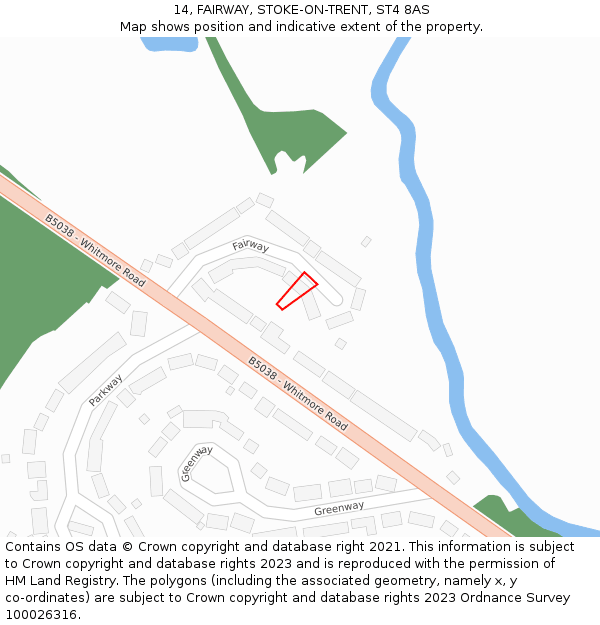 14, FAIRWAY, STOKE-ON-TRENT, ST4 8AS: Location map and indicative extent of plot