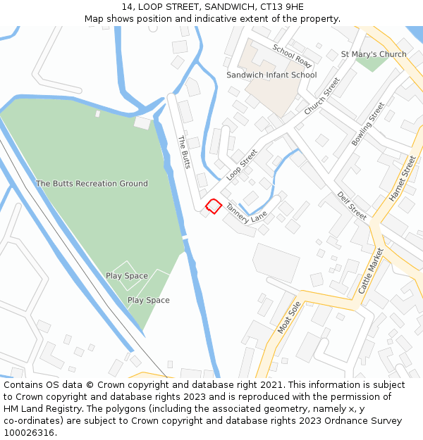 14, LOOP STREET, SANDWICH, CT13 9HE: Location map and indicative extent of plot