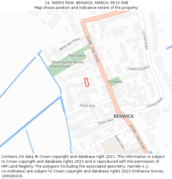 14, SKEIFS ROW, BENWICK, MARCH, PE15 0XB: Location map and indicative extent of plot