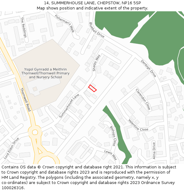 14, SUMMERHOUSE LANE, CHEPSTOW, NP16 5SP: Location map and indicative extent of plot