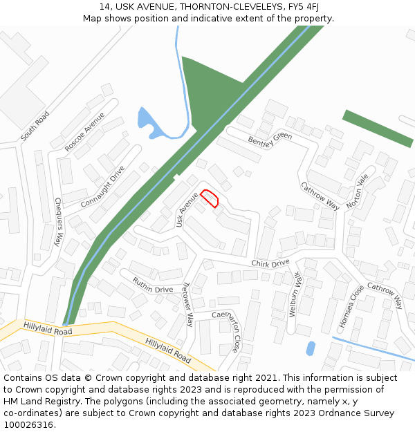 14, USK AVENUE, THORNTON-CLEVELEYS, FY5 4FJ: Location map and indicative extent of plot