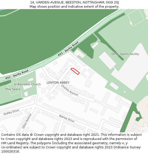 14, VARDEN AVENUE, BEESTON, NOTTINGHAM, NG9 2SJ: Location map and indicative extent of plot