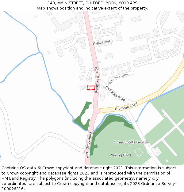 140, MAIN STREET, FULFORD, YORK, YO10 4PS: Location map and indicative extent of plot