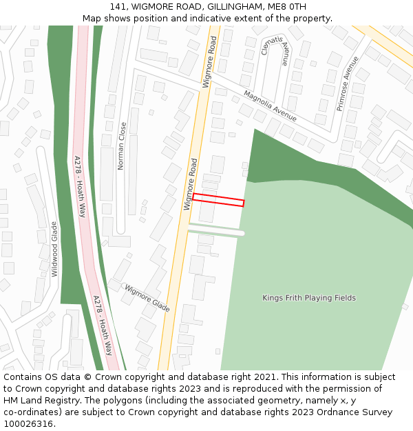 141, WIGMORE ROAD, GILLINGHAM, ME8 0TH: Location map and indicative extent of plot