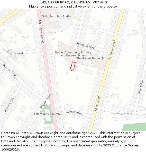 142, NAPIER ROAD, GILLINGHAM, ME7 4HG: Location map and indicative extent of plot