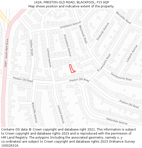 142A, PRESTON OLD ROAD, BLACKPOOL, FY3 9QP: Location map and indicative extent of plot