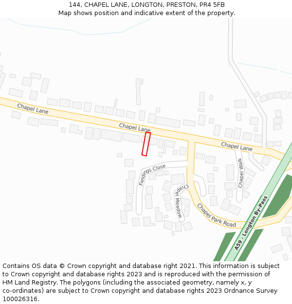 144, CHAPEL LANE, LONGTON, PRESTON, PR4 5FB: Location map and indicative extent of plot