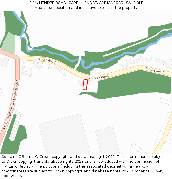 144, HENDRE ROAD, CAPEL HENDRE, AMMANFORD, SA18 3LE: Location map and indicative extent of plot