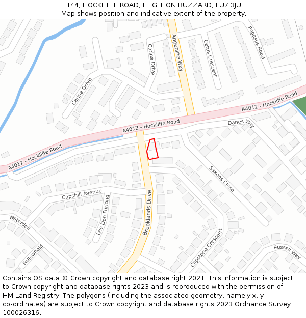 144, HOCKLIFFE ROAD, LEIGHTON BUZZARD, LU7 3JU: Location map and indicative extent of plot