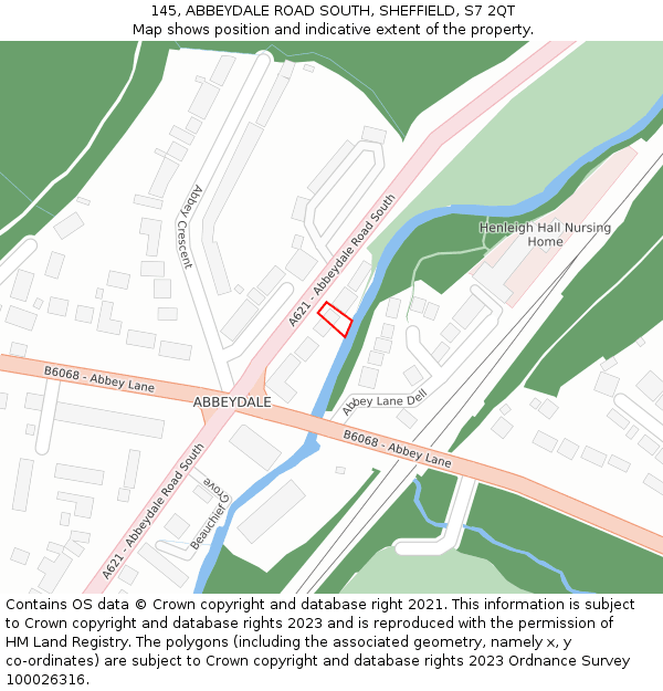 145, ABBEYDALE ROAD SOUTH, SHEFFIELD, S7 2QT: Location map and indicative extent of plot