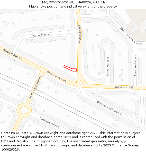 146, WOODCOCK HILL, HARROW, HA3 0JN: Location map and indicative extent of plot