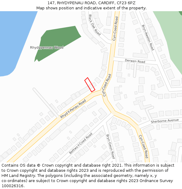 147, RHYDYPENAU ROAD, CARDIFF, CF23 6PZ: Location map and indicative extent of plot