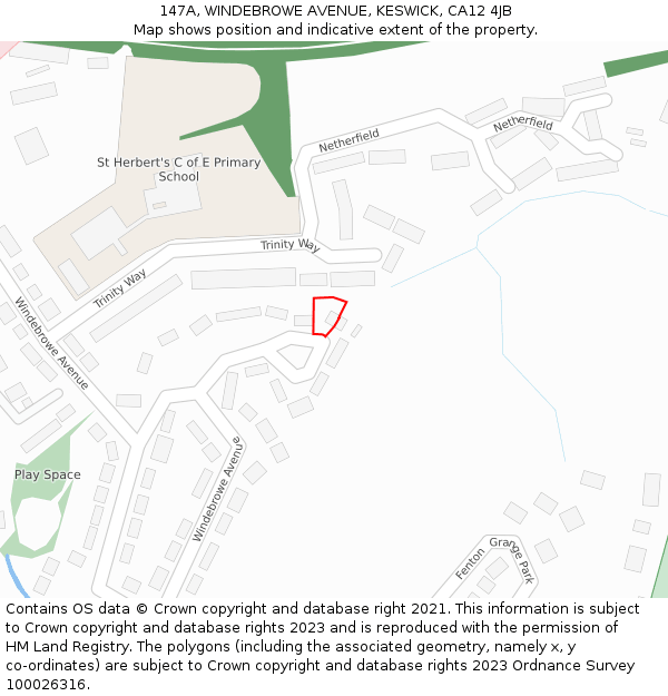 147A, WINDEBROWE AVENUE, KESWICK, CA12 4JB: Location map and indicative extent of plot